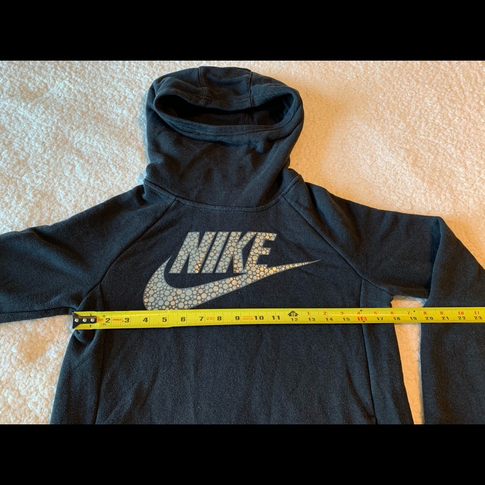 Nike Funnel Neck Black Hoodie Silver Logo Size XL - Picture 10 of 11